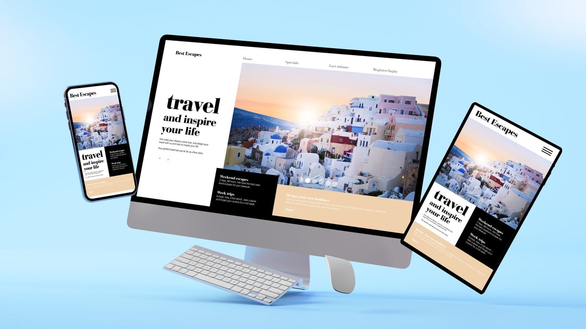 Responsive travel website on multiple devices