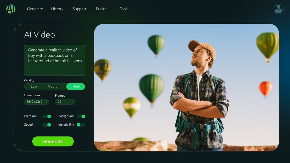 AI chatbot interface with split content for single page website
